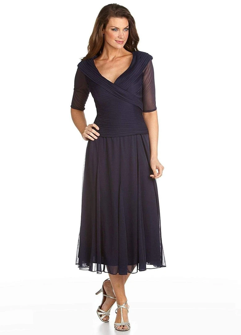 Alex Evenings - Off Shoulder Tea Length Dress 132141 Formal Gowns 8 Alex Evenings - Off Shoulder Tea Length Dress 132141 Formal Gowns