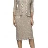 Alex Evenings - Quarter Sleeve Scallop Lace Ensemble 212264 - 1 Pc Champagne In Size 12P Available Formal Gowns