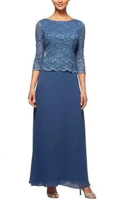 Alex Evenings - Scallop Lace Formal Dress 112655 - 1 Pc Wedgewood In Size 8 Available Formal Gowns