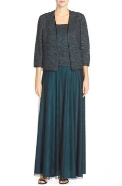 Alex Evenings - Two Piece Square Neck Jersey A-line Dress 117224 Mother Of The Bride