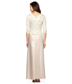Alex Evenings - V Neck Quarter Length Sleeves Long Dress 281047 Formal Gowns