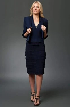Alexander By Daymor - 2033 Two-Piece Dress Suit With Tiered Skirt - 1 Pc Black In Size 10 Available Cocktail Dresses