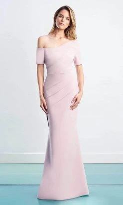Alexander By Daymor - Asymmetric Pleated Evening Dress 1451 - 1 Pc Quartz In Size 6 Available