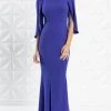 Alexander By Daymor - Bateau Seam Sculpted Evening Gown 1259 - 1 Pc Sapphire In Size 18 Available