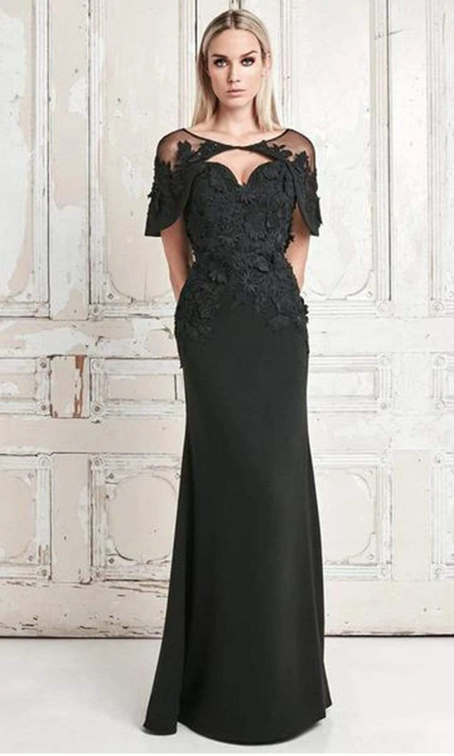 Formal Gowns Alexander By Daymor Floral Applique Sweetheart Sheath Dress With Cape 776 - 1 Pc Midnite In Size 8 Available 3 Formal Gowns Alexander By Daymor Floral Applique Sweetheart Sheath Dress With Cape 776 - 1 Pc Midnite In Size 8 Available