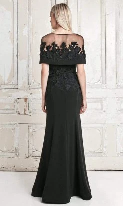 Formal Gowns Alexander By Daymor Floral Applique Sweetheart Sheath Dress With Cape 776 - 1 Pc Midnite In Size 8 Available