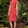 Alexander By Daymor - Knee Length Beaded Ruffle Dress 958 - 1 Pc Apple Red In Size 10 Available Cocktail Dresses