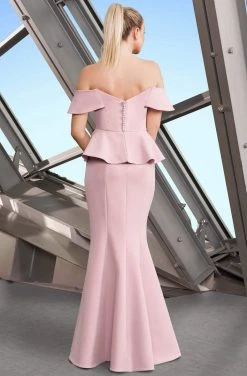Formal Gowns Alexander By Daymor - Off-Shoulder Trumpet Dress With Peplum 1151