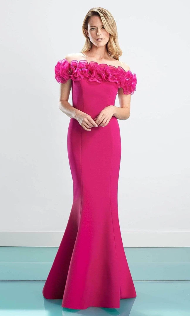 Alexander By Daymor - Ruffled Ornate Evening Dress 1461 - 1 Pc Blue In Size 6 And 1 Pc Fuchsia In Size 6 Available Formal Gowns 4 Alexander By Daymor - Ruffled Ornate Evening Dress 1461 - 1 Pc Blue In Size 6 And 1 Pc Fuchsia In Size 6 Available Formal Gowns