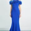 Alexander By Daymor - Ruffled Ornate Evening Dress 1461 - 1 Pc Blue In Size 6 And 1 Pc Fuchsia In Size 6 Available Formal Gowns