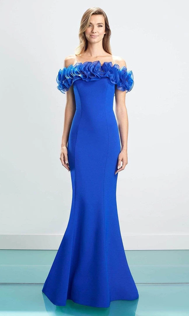 Alexander By Daymor - Ruffled Ornate Evening Dress 1461 - 1 Pc Blue In Size 6 And 1 Pc Fuchsia In Size 6 Available Formal Gowns 3 Alexander By Daymor - Ruffled Ornate Evening Dress 1461 - 1 Pc Blue In Size 6 And 1 Pc Fuchsia In Size 6 Available Formal Gowns