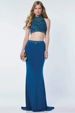 Alyce Paris - 1164 Two Piece High Halter Sheath Gown Formal Gowns