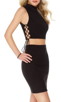 Alyce Paris - 1328 Two Piece High Neck Jersey Fitted Dress Cocktail Dresses