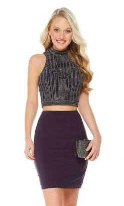 Cocktail Dresses Alyce Paris - 1341 Geometric Beaded Two-Piece Short Dress