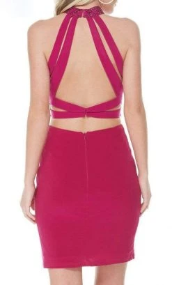 Cocktail Dresses Alyce Paris - 1370 Two Piece Beaded Halter Fitted Jersey Dress