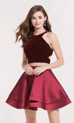 Alyce Paris - 2648 Two Piece Velvet Halter Cocktail Dress Cocktail Dresses