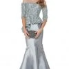 Formal Gowns Alyce Paris - 27002 Illusion Off-Shoulder Lace Top Mikado Trumpet Dress - 1 Pc Storm Grey In Size 18 Available