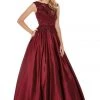 Formal Gowns Alyce Paris - 27010 Beaded Lace Top Satin Pleated Ballgown - 1 Pc Burgundy In Size 12 Available 2 Formal Gowns Alyce Paris - 27010 Beaded Lace Top Satin Pleated Ballgown - 1 Pc Burgundy In Size 12 Available