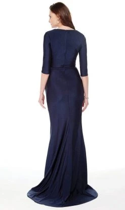 Alyce Paris - 27015 Quarter Length Sleeves V-Neck Evening Dress Formal Gowns