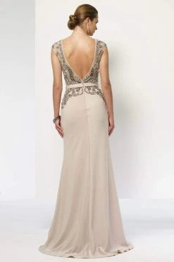 Formal Gowns Alyce Paris - 27109 Beaded Illusion Evening Dress - 1 Pc Light Taupe In Size 2 Available
