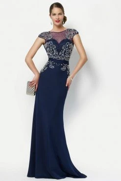 Formal Gowns Alyce Paris - 27109 Beaded Illusion Evening Dress - 1 Pc Light Taupe In Size 2 Available