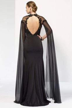 Alyce Paris - 27173 Lace Applique Chiffon Gown With Long Flowy Sleeves - 1 Pc Dusty Rose In Size 18 Available