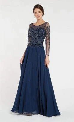 Alyce Paris - 27244 Embellished Quarter Length Sleeve A-line Dress Formal Gowns