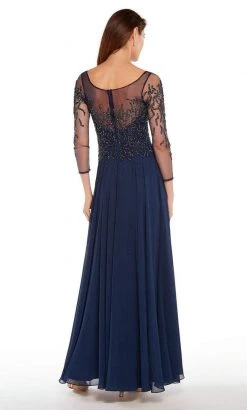 Alyce Paris - 27244 Embellished Quarter Length Sleeve A-line Dress Formal Gowns