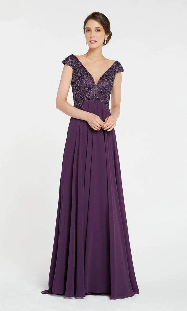 Alyce Paris - 27246 Embroidered V-neck Chiffon A-line Dress 6 Alyce Paris - 27246 Embroidered V-neck Chiffon A-line Dress