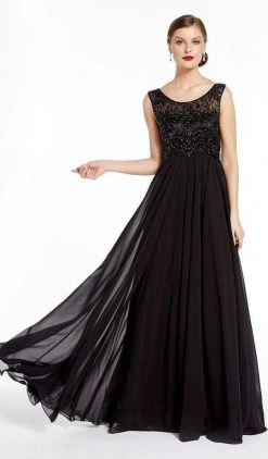 Alyce Paris - 27316 Sleeveless Beaded Scoop Neck Flowy Chiffon Gown - 1 Pc Black In Size 26 Available