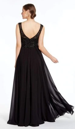 Alyce Paris - 27316 Sleeveless Beaded Scoop Neck Flowy Chiffon Gown - 1 Pc Black In Size 26 Available