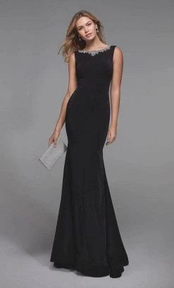 Alyce Paris - 27538 Sleeveless Bateau Neck Trumpet Dress - 1 Pc Black In Size 12 Available