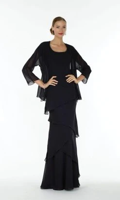 Alyce Paris - 29292 Layered Chiffon Dress With Long Sleeved Jacket Formal Gowns
