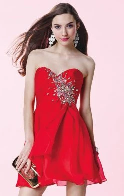 Cocktail Dresses Alyce Paris - 3669 Rhinestone Embellished Pleated Short Dress