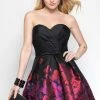 Alyce Paris 3693 Pleated Strapless Sweetheart Floral Taffeta Dress