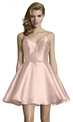 Cocktail Dresses Alyce Paris - 3764 Sleeveless V Neck Double Strapped Fit And Flare Cocktail Dress - 2 Pcs French Pink In Sizes 4 And 14 Available