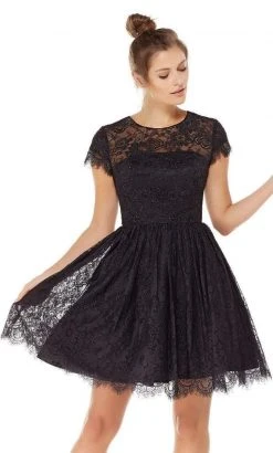 Cocktail Dresses Alyce Paris - 3792 Fit And Flare Lace Overlay Cocktail Dress - 1 Pc Black In Size 12 Available