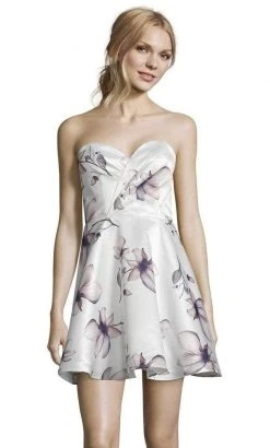 Cocktail Dresses Alyce Paris - 3894 Floral Print Satin A-line Dress