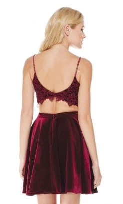 Alyce Paris - 4038 Two-Piece Plunging Sweetheart Velvet A-Line Dress