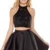 Cocktail Dresses Alyce Paris - 4065 Two-Piece Sequins Halter Mikado Fit And Flare Dress - 1 Pc Blush In Size 6 Available