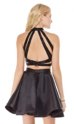 Cocktail Dresses Alyce Paris - 4065 Two-Piece Sequins Halter Mikado Fit And Flare Dress - 1 Pc Blush In Size 6 Available