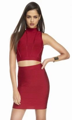 Cocktail Dresses Alyce Paris - 4111 Two Piece High Neck Jersey Sheath Dress