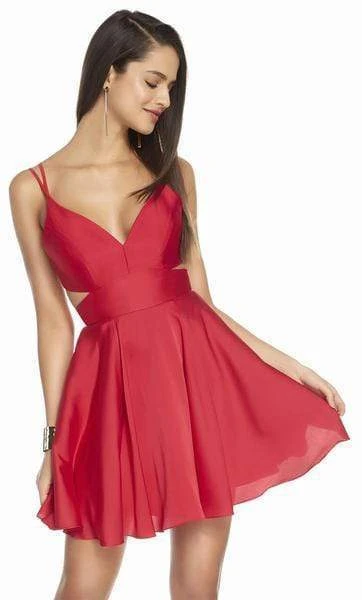 Alyce Paris - 4117 Bandeau Back V Neck Satin Chiffon Cocktail Dress - 1 Pc Red In Size 0 Available 4 Alyce Paris - 4117 Bandeau Back V Neck Satin Chiffon Cocktail Dress - 1 Pc Red In Size 0 Available