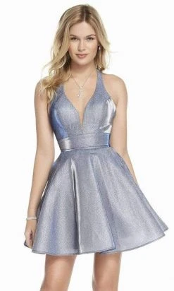 Alyce Paris - 4182 Plunging Neck Iridescent Taffeta Cocktail Dress - 1 Pc Raspberry In Size 20 Available