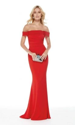 Alyce Paris - 5024 Off The Shoulder Satin Trumpet Evening Dress - 1 Pc Diamond White In Size 6 Available Formal Gowns