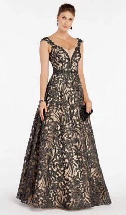 Formal Gowns Alyce Paris - 5064 Cap Sleeve Foliage Motif A-Line Gown