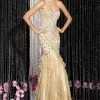 Alyce Paris 5611 Strapless Ruffle Accented Trumpet Gown In Champagne Formal Gowns