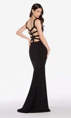 Alyce Paris - 60000 Strappy Caged Back Jersey Sheath Dress - 1 Pc Black In Size 000 Available Formal Gowns