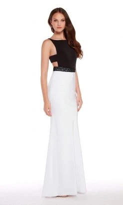 Formal Gowns Alyce Paris - 60007 Contrast Bateau Cutout Waist Formal Gown