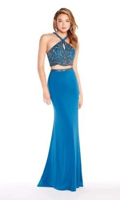 Alyce Paris - 60018 Two-Piece Cutout Bodice Halter Jersey Gown Formal Gowns